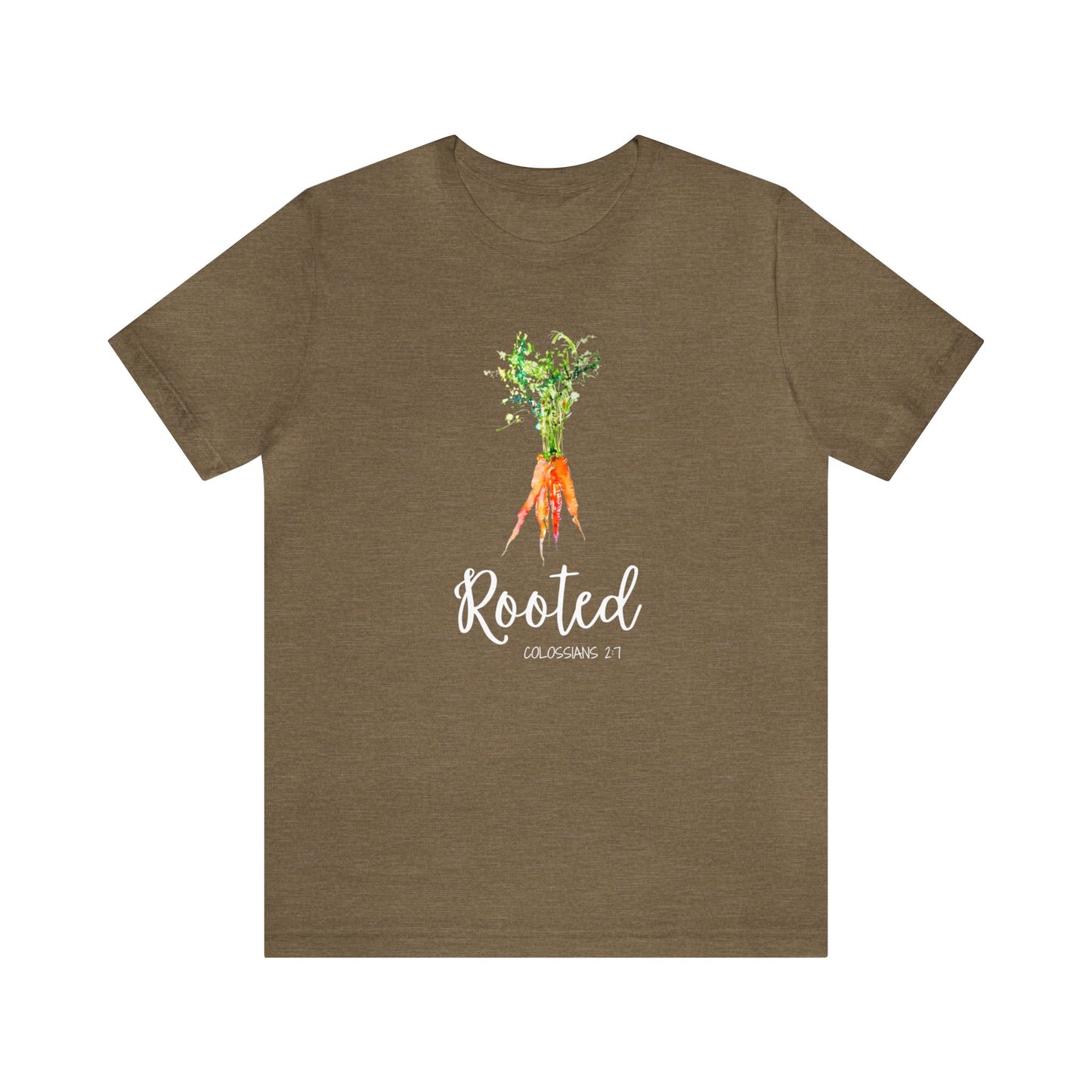 Rooted T-Shirt | Watercolor Carrot | Colossians 2:7 Unisex T-Shirt - Bella Canvas