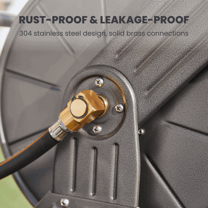 Garden Hose Reel Cart-2 Wheels-Stainless Steel-Heavy Duty