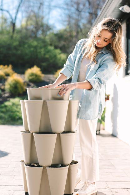3 Tier GreenStalk Original Vertical Planter | Stunning Stone (Basic Texture) 
