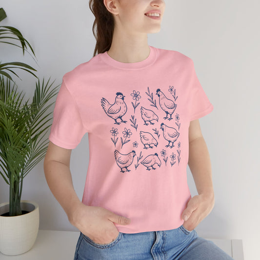 Chickens Floral T-Shirt | Garden T-Shirt- Unisex Fit