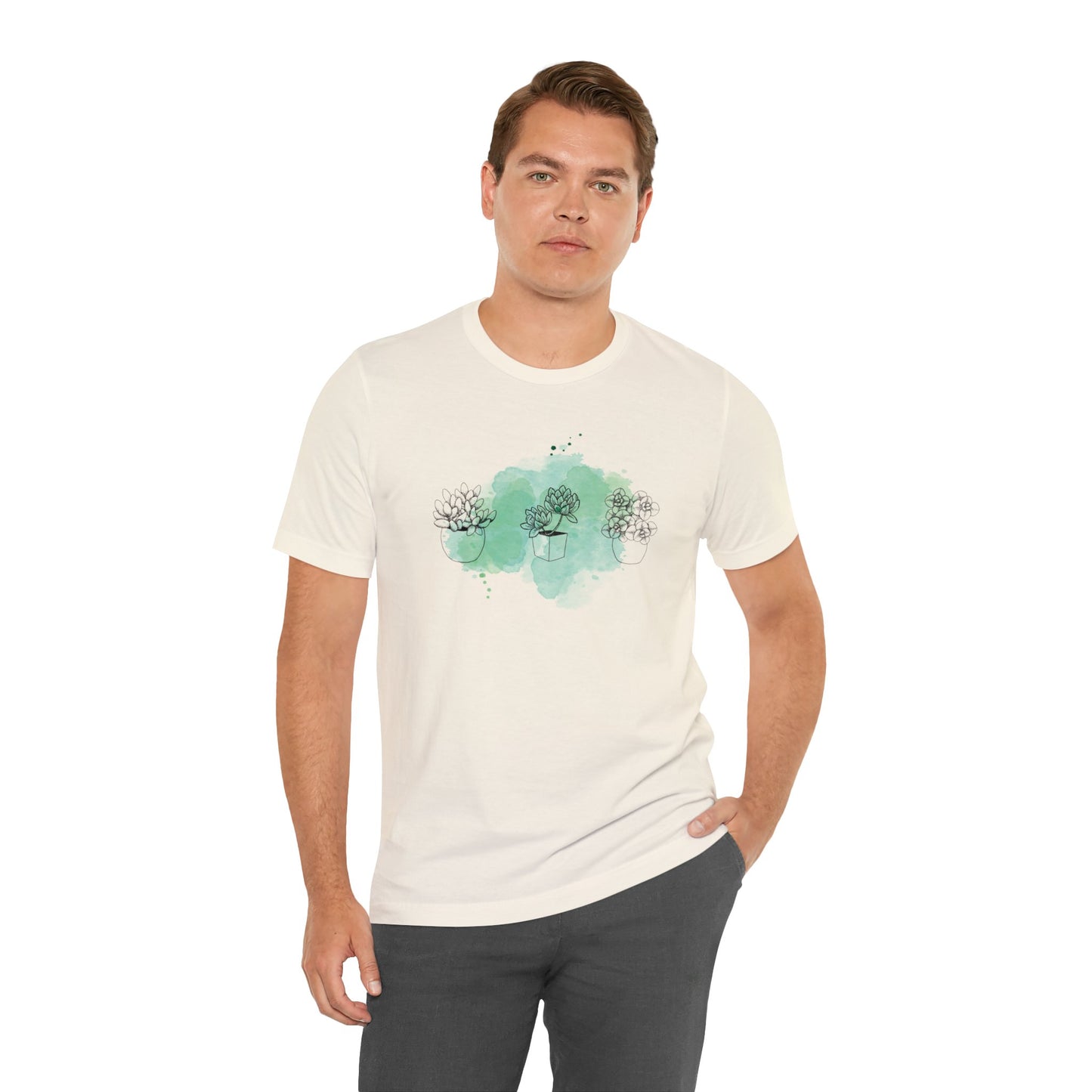 Succulent with Watercolor Splash T-Shirt | Gardening Shirt Unisex Fit
