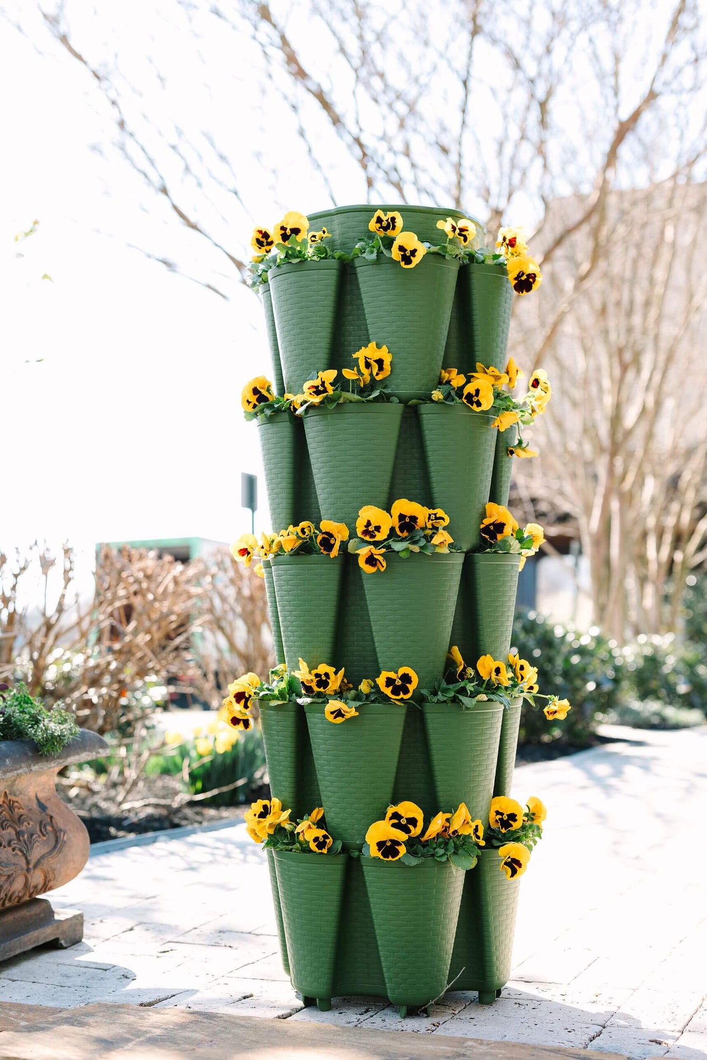 5 Tier GreenStalk Original Vertical Planter | Evergreen (Basket Weave Texture) 