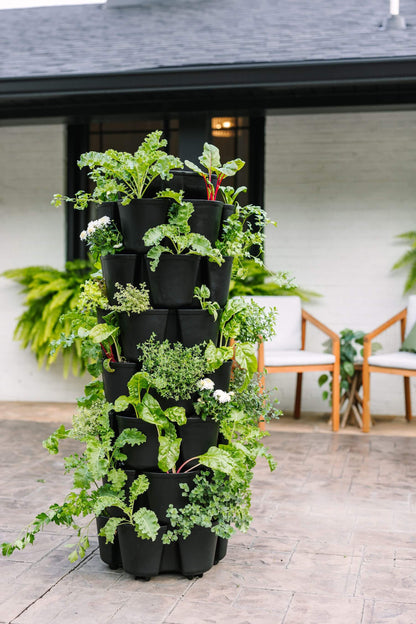 7 Tier GreenStalk Leaf Vertical Planter | Beautiful Black (Basic Texture) 