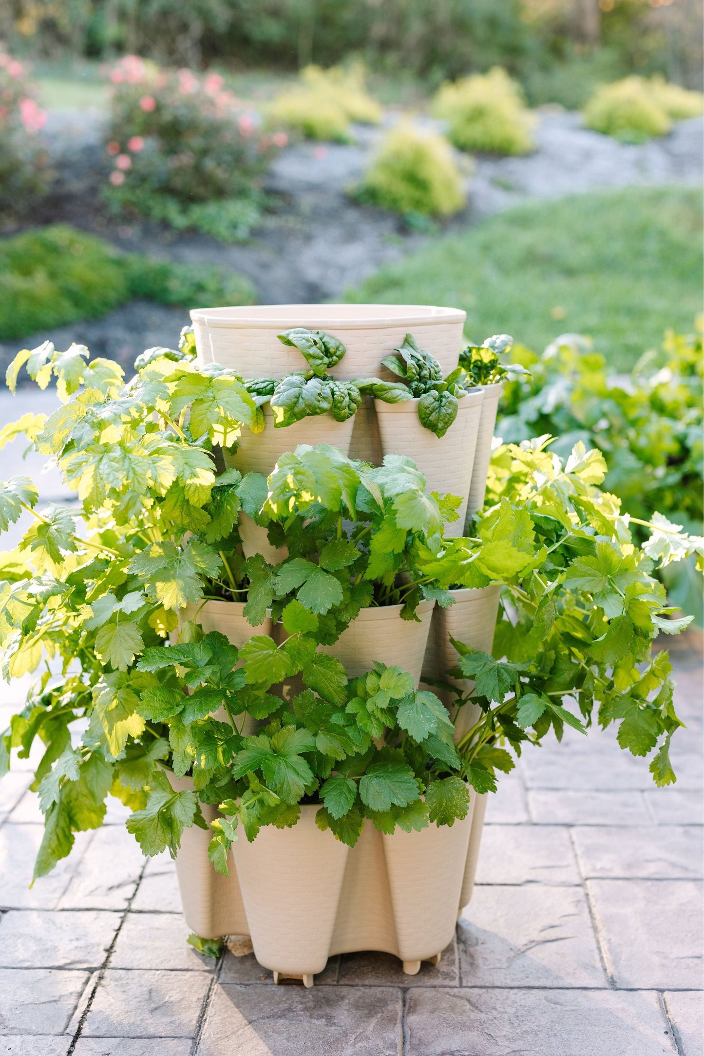 3 Tier GreenStalk Original Vertical Planter | Stunning Stone (Basket Weave Texture) 