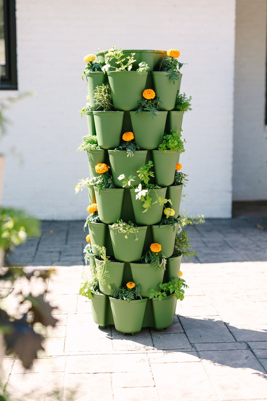 7 Tier GreenStalk Leaf Vertical Planter | Evergreen (Basic Texture) 