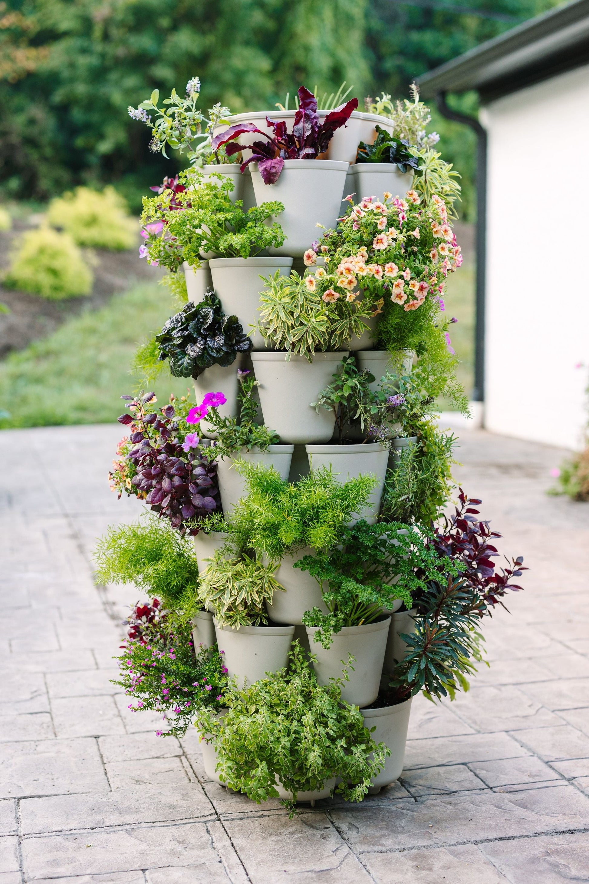 7 Tier GreenStalk Leaf Vertical Planter | Stunning Stone (Basic Texture) 