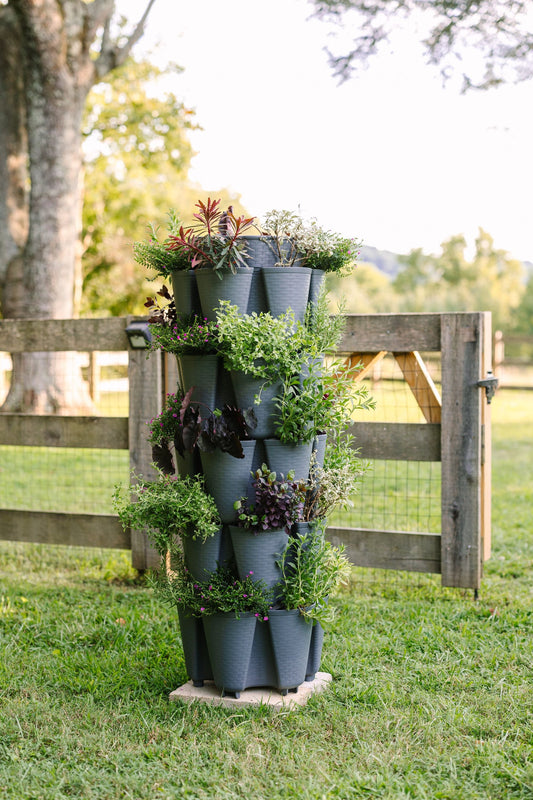 5 Tier GreenStalk Original Vertical Planter | Peppercorn (Basket Weave Texture) 